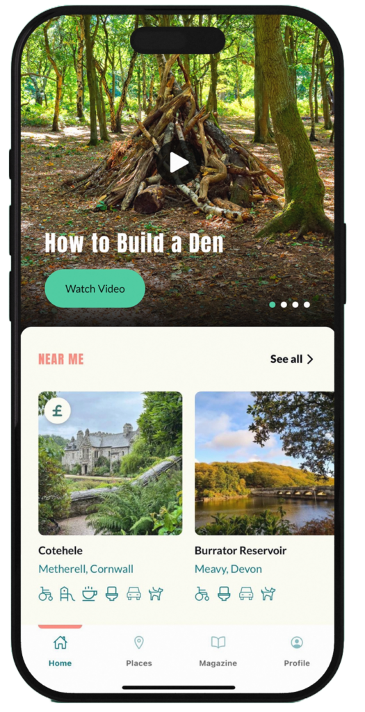 Homepage of the Wildling app